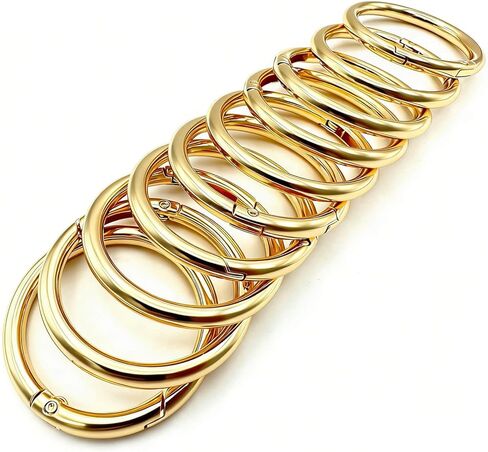 10 Pack 1.5 Inch Spring O Rings Clip, Metal Keychain Rings Key Ring Clip, Large Round Carabiner Clip for Keys, Bags, Buckle (Gold) in Saudi Arabia