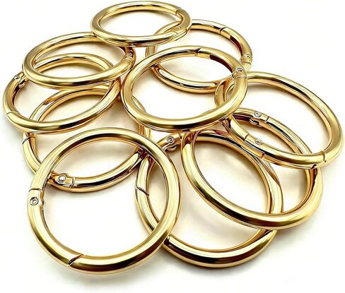 10 Pack 1.5 Inch Spring O Rings Clip, Metal Keychain Rings Key Ring Clip, Large Round Carabiner Clip for Keys, Bags, Buckle (Gold) in Saudi Arabia
