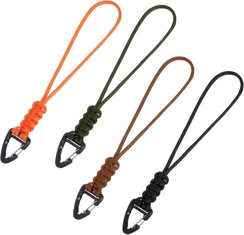 4-Pack Paracord Lanyard, Paracord Keychain Braided Rope Paracords Lanyards Key Chain with Triangle Buckle Carabiner Clip Men/Women Heavy Duty Hook for Car Key Outdoor Survival Camping Hiking, 4 Colors in Saudi Arabia