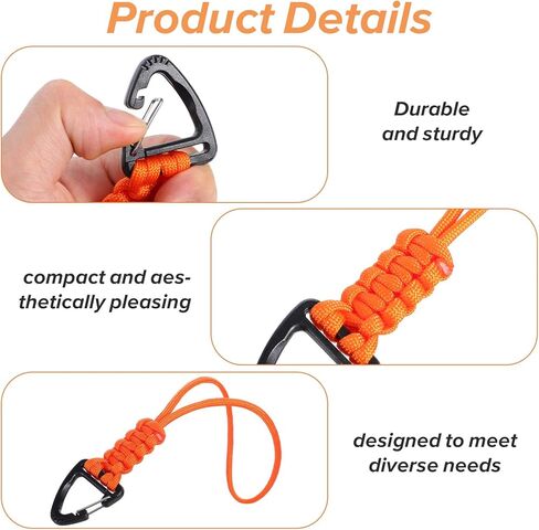 4-Pack Paracord Lanyard, Paracord Keychain Braided Rope Paracords Lanyards Key Chain with Triangle Buckle Carabiner Clip Men/Women Heavy Duty Hook for Car Key Outdoor Survival Camping Hiking, 4 Colors in Saudi Arabia