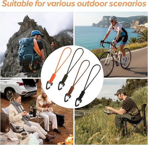 4-Pack Paracord Lanyard, Paracord Keychain Braided Rope Paracords Lanyards Key Chain with Triangle Buckle Carabiner Clip Men/Women Heavy Duty Hook for Car Key Outdoor Survival Camping Hiking, 4 Colors in Saudi Arabia