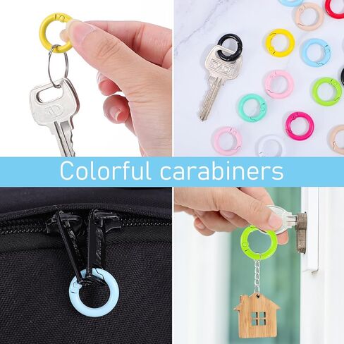 24 قطعة مشبك حلقي زنبركي ملون على شكل حرف O لسلاسل المفاتيح حلقات مفاتيح معدنية دائرية مشبك زنبركي مفتاح مشبك سلسلة مفاتيح لحقيبة الحرف اليدوية (12 لونًا) in Kuwait