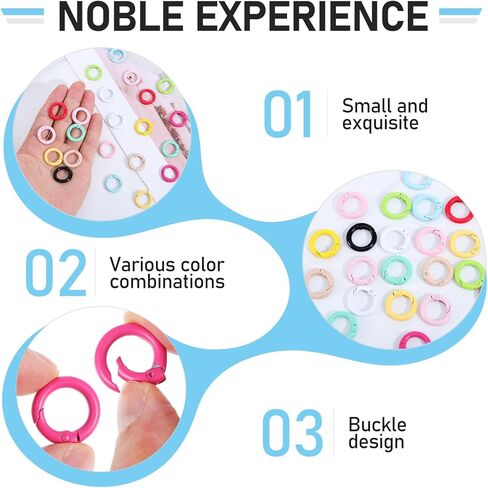24 قطعة مشبك حلقي زنبركي ملون على شكل حرف O لسلاسل المفاتيح حلقات مفاتيح معدنية دائرية مشبك زنبركي مفتاح مشبك سلسلة مفاتيح لحقيبة الحرف اليدوية (12 لونًا) in Kuwait