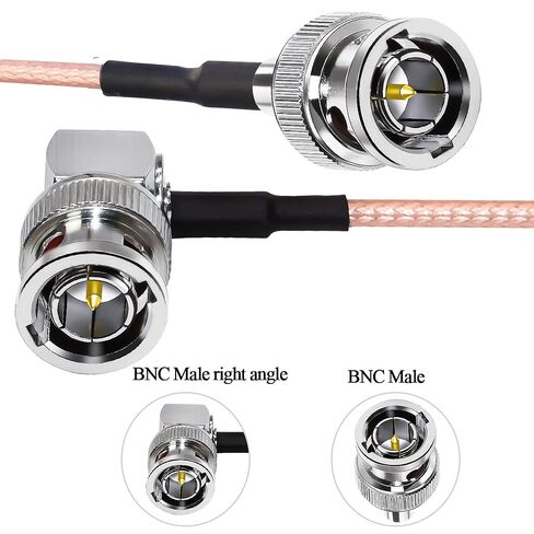 TUOLNK 2PCS RG179 BNC Jumper Cable, 75ohm BNC Male to Male HD-SDI Extension Cable 20inch (50cm), Right Angle Pigtail Jumper Coaxial for SDI, Video, WiFi Antenna in Saudi Arabia