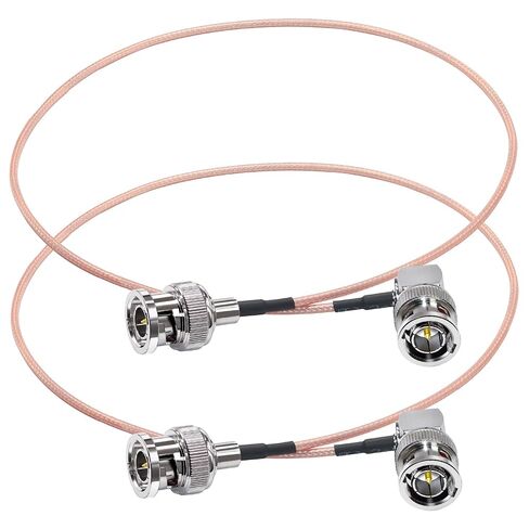 TUOLNK 2PCS RG179 BNC Jumper Cable, 75ohm BNC Male to Male HD-SDI Extension Cable 20inch (50cm), Right Angle Pigtail Jumper Coaxial for SDI, Video, WiFi Antenna in Saudi Arabia