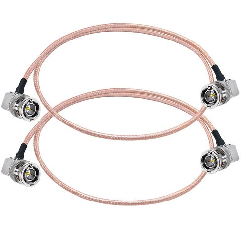 TUOLNK 2PCS RG179 BNC Jumper Cable, 75ohm BNC Male to Male HD-SDI Extension Cable 20inch (50cm), Right Angle Pigtail Jumper Coaxial for SDI, Video, WiFi Antenna in Saudi Arabia