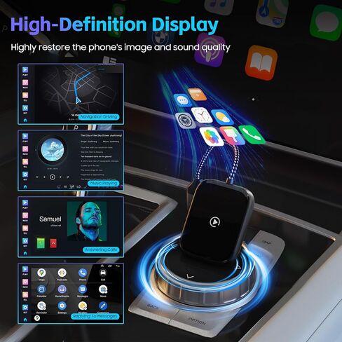 محول CarPlay اللاسلكي لأجهزة Apple iPhone، تحويل CarPlay السلكي إلى لاسلكي، دونجل تشغيل السيارة الصغير مع اتصال بلوتوث بالتوصيل والتشغيل، 2 محول USB-A إلى نوع C لمزيد من أنواع السيارات (أسود، متوسط) in Kuwait