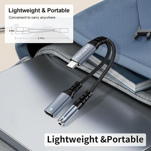 USB C to 3.5mm Headphone and Charger Adapter 2 in 1 USB C Headphone Adapter Type C Splitter for Audio USB c to aux and Charger 60W PD Fast Charging Dongle for iPhone17/16 iPad Pro Pixel Samsung in Saudi Arabia
