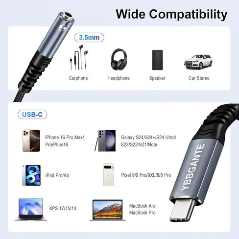 USB C to 3.5mm Headphone and Charger Adapter 2 in 1 USB C Headphone Adapter Type C Splitter for Audio USB c to aux and Charger 60W PD Fast Charging Dongle for iPhone17/16 iPad Pro Pixel Samsung in Saudi Arabia