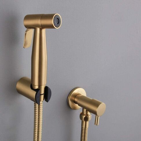 HandheldSprayer kit Hand HeldSprayer Kit-SUS304 ToiletSprayer Set Brushed Gold Angle Valve Spray Gun in Kuwait