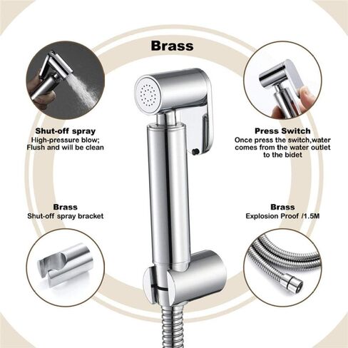 Faucet Sprayer Full Pressure and Leakproof HandheldToilet Sprayer Kit,Hand Held Cloth Diaper Sprayer for Toilet,Easy to Install Bathroom Sprayer with Pressure Cont in Kuwait