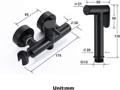 Sprayer Kit HandheldSprayer for Toilet, Black Portable Cloth Diaper Sprayer Set Brass Cold and Hot Water BathroomSprayer Kit with Shower Hose for Personal Hygiene, Bathing Pet in Kuwait