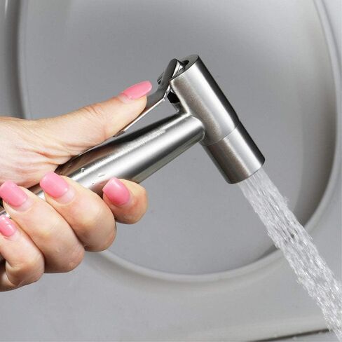 Brushed Stainless Steel Single ColdToilet Sprayer,Square Silver Nozzle,Shattaf Sprayer Best Used for Personal Hygiene and Potty Toilet Sprayer in Kuwait