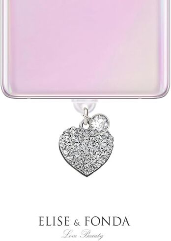 ELISE & FONDA TP497 Type-C Charging Port Anti Dust Plug Little Crystal Love Heart Cell Phone Charm for iPhone 15/16/Samsung/OnePlus/Xiaomi/oppo Android Phones (White) in Saudi Arabia