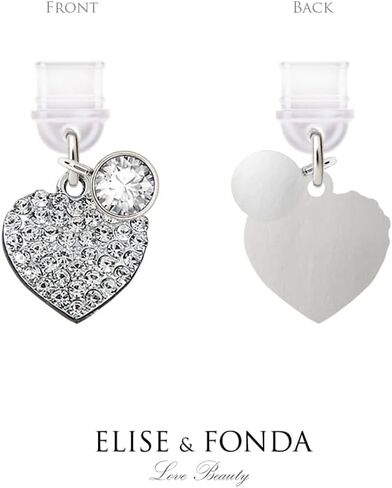 ELISE & FONDA TP497 Type-C Charging Port Anti Dust Plug Little Crystal Love Heart Cell Phone Charm for iPhone 15/16/Samsung/OnePlus/Xiaomi/oppo Android Phones (White) in Saudi Arabia