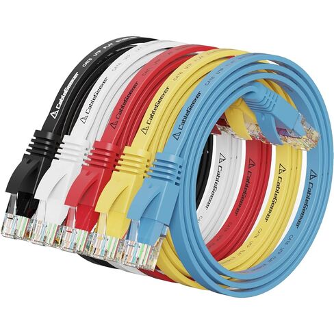 Cat 6 Ethernet Cable 10 ft (5 Pack) (at a Cat5e Price but Higher Bandwidth) Cat6 Internet Network Cable Flat - Ethernet Patch Cables Short - Computer LAN Cable with Snagless RJ45 Connectors in Saudi Arabia