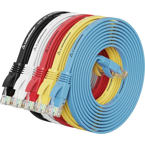 Cat 6 Ethernet Cable 10 ft (5 Pack) (at a Cat5e Price but Higher Bandwidth) Cat6 Internet Network Cable Flat - Ethernet Patch Cables Short - Computer LAN Cable with Snagless RJ45 Connectors in Saudi Arabia