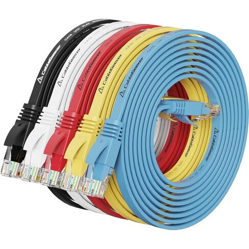 Cat 6 Ethernet Cable 10 ft (5 Pack) (at a Cat5e Price but Higher Bandwidth) Cat6 Internet Network Cable Flat - Ethernet Patch Cables Short - Computer LAN Cable with Snagless RJ45 Connectors in Saudi Arabia
