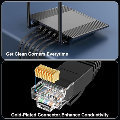 Cat 6 Ethernet Cable 10 ft (5 Pack) (at a Cat5e Price but Higher Bandwidth) Cat6 Internet Network Cable Flat - Ethernet Patch Cables Short - Computer LAN Cable with Snagless RJ45 Connectors in Saudi Arabia