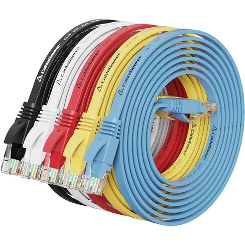 Cat 6 Ethernet Cable 10 ft (5 Pack) (at a Cat5e Price but Higher Bandwidth) Cat6 Internet Network Cable Flat - Ethernet Patch Cables Short - Computer LAN Cable with Snagless RJ45 Connectors in Saudi Arabia
