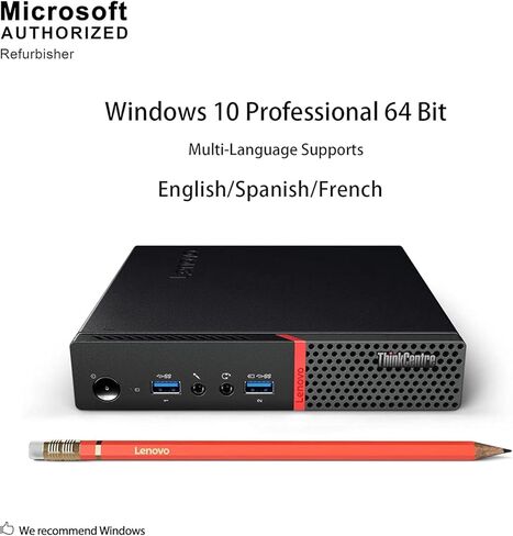 كمبيوتر مكتبي صغير Lenovo ThinkCentre M700، Core i5-6500T، ذاكرة وصول عشوائي 8 جيجابايت، 256 جيجابايت SSD، لوحة مفاتيح وماوس، واي فاي وبلوتوث، USB 3.0، DisplayPort، Windows 11 Pro (متجدد) in Kuwait
