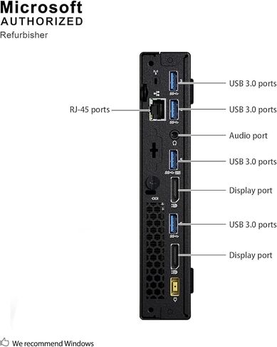 كمبيوتر مكتبي صغير Lenovo ThinkCentre M700، Core i5-6500T، ذاكرة وصول عشوائي 8 جيجابايت، 256 جيجابايت SSD، لوحة مفاتيح وماوس، واي فاي وبلوتوث، USB 3.0، DisplayPort، Windows 11 Pro (متجدد) in Kuwait