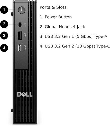 كمبيوتر ديل برو مايكرو، انتل كور i5-12400 (بيتس i7-11700t)، ذاكرة وصول عشوائي 16 جيجا، 512 جيجا NVMe SSD، USB نوع C، مدمج AX WiFi، BT، منفذ عرض، HDMI، Windows 11 Pro - AI Copilot، سطح مكتب أسود in Kuwait