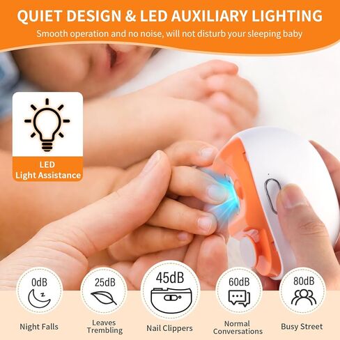 مقص أظافر كهربائي، ماكينة تشذيب أظافر كهربائية للأطفال، مبرد أظافر أوتوماتيكي 2 في 1 قابل لإعادة الشحن مع ضوء LED وتخزين مشبك أظافر للأطفال وكبار السن والبالغين (أرجواني) in Kuwait