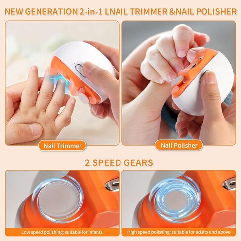 مقص أظافر كهربائي، ماكينة تشذيب أظافر كهربائية للأطفال، مبرد أظافر أوتوماتيكي 2 في 1 قابل لإعادة الشحن مع ضوء LED وتخزين مشبك أظافر للأطفال وكبار السن والبالغين (أرجواني) in Kuwait
