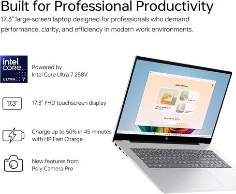 HP OmniBook (العلامة التجارية Envy Next) 7 17 كمبيوتر محمول للمحترفين، شاشة لمس FHD مقاس 17.3 بوصة، أداء فائق 7 258 فولت لتعدد المهام، ذاكرة وصول عشوائي 32 جيجابايت، 1 تيرابايت SSD، Wi-Fi 7، W11P، حزمة مع مبرد كمبيوتر محمول PCO in Kuwait