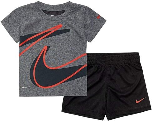 Nike Kids Boy's Dri-FIT Dropset Tee & Shorts Set (Little Kids) Black 7 Little Kids in Saudi Arabia