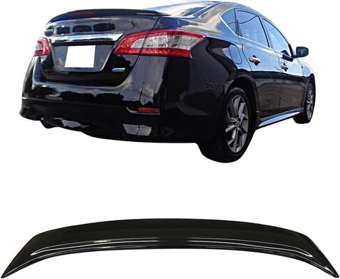 IKON MOTORSPORTS, Trunk Spoiler Compatible with 2013-2019 Nissan Sentra 4-Door Sedan, Factory Style Painted #KH3 Black Obsidian ABS Rear Tail Wing Boot Lid with Brake Light in Saudi Arabia
