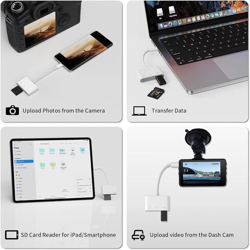 USB C SD Card Reader, 2.0 Memory Card Reader for iPone 17/16/15 Pro Max Plus, 3 in 1 USB C Adapter for Samsung Galaxy S25/S24/S23, Android, Camera, PC, Laptop in Saudi Arabia