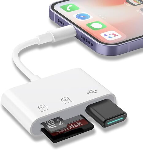 USB C SD Card Reader, 2.0 Memory Card Reader for iPone 17/16/15 Pro Max Plus, 3 in 1 USB C Adapter for Samsung Galaxy S25/S24/S23, Android, Camera, PC, Laptop in Saudi Arabia