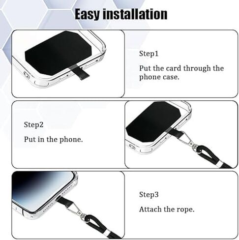 Black Crossbody Phone Lanyard with Patch Anti-lost Adjustable Mobile Phone Necklace Strap Detachable Tether Tabs Neck Band in Saudi Arabia