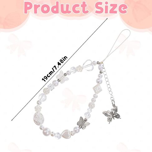 1 Pcs Beaded Camera Wrist Strap, Phone Charm Strap, Cute Digital Camera Charm Lanyard, Butterfly Cellphone Lanyard Straps Universal Hand Phones Wrist Straps Bag Keychain for Women Girls in Saudi Arabia