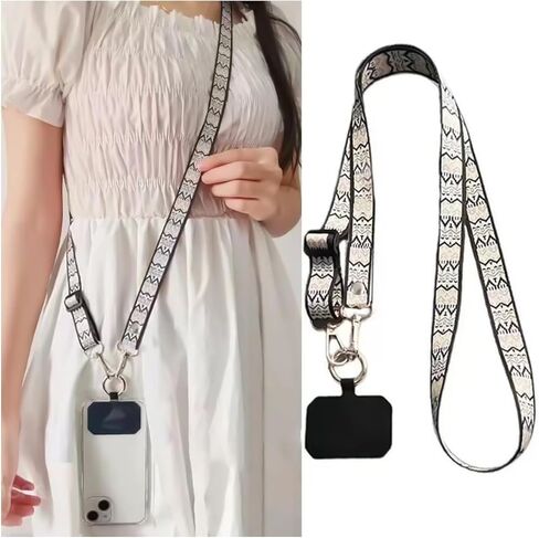 Phone Lanyard × Adjustable Neck Strap × Clamping Plate× Black Rope Universal Cell Phone Multifuctional Patch Lanyards Compatible with Most Smartphones in Saudi Arabia