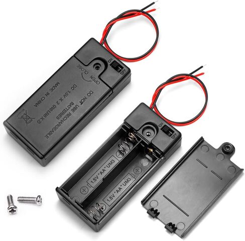 2PCS 3V (2 x 1.5V) 2AA Battery Holder Enclosures with Wire Leads and On/Off Switch Lid in Front 3 Volt Battery Case in Saudi Arabia