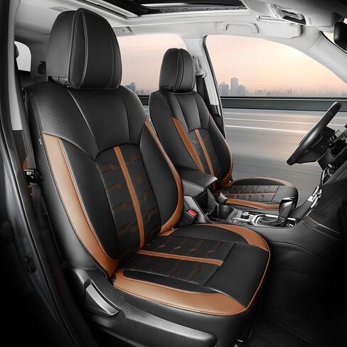 Car Seat Covers Full Set for Subaru Legacy Impreza(2012-2025) Outback Forester 2014-2026 Crosstrek, Semi-Custom Fit Faux Leather Waterproof Front and Rear Seats Protectors Black with Grey in Saudi Arabia