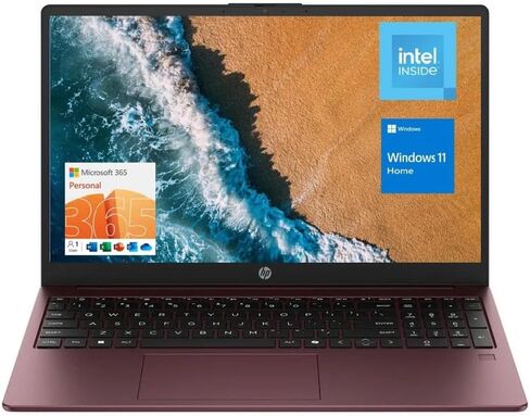 كمبيوتر محمول HP مقاس 15.6 بوصة (يشمل Microsoft 365 لمدة عام واحد)، شاشة عالية الدقة، معالج Intel رباعي النواة N200، ذاكرة الوصول العشوائي 16 جيجابايت، 128 جيجابايت PCIe SSD، Wi-Fi 6، كاميرا ويب، HDMI، لوحة مفاتيح رقمية، Windows 11 Home، Glimmer Garnet in Kuwait