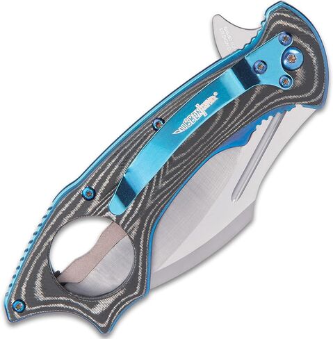 سكين جيل هيبن واربيرد القابل للطي | سكين تكتيكي صغير | 4.75 بوصة عند إغلاقها لتناسب الجيوب | شفرة من الفولاذ المقاوم للصدأ | حلقة مفتوحة | موازين بمقبض ميكارتا in Kuwait