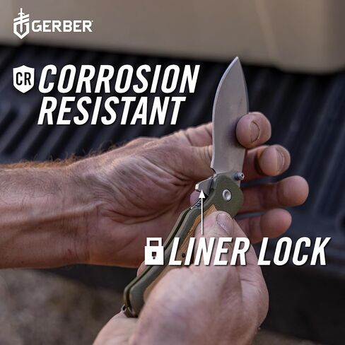 سكين جيب Gerber Confidant EDC، سكين قابل للطي بحافة عادية بنقطة قطرة 3.2 بوصة، اليشم والخيزران الأسود in Kuwait