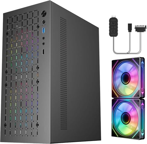 حقيبة كمبيوتر Mini-ITX مع مراوح ARGB مقاس 2 × 120 مم، حافظة ITX عالية تدفق الهواء، دعم ATX PSU، منفذ USB 3.0، حقيبة كمبيوتر ITX صغيرة الحجم in Kuwait