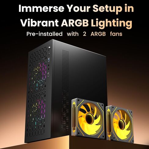 حقيبة كمبيوتر Mini-ITX مع مراوح ARGB مقاس 2 × 120 مم، حافظة ITX عالية تدفق الهواء، دعم ATX PSU، منفذ USB 3.0، حقيبة كمبيوتر ITX صغيرة الحجم in Kuwait