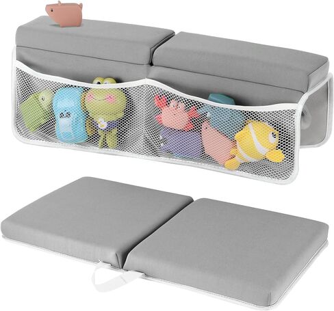 Baby Bath Kneeler and Elbow Rest Pad Set, 1.5 Inch Thick Memory Foam Soft Bath Kneeler with Bath Toys Organizer, Non-Slip, Quick-Dry, Foldable Kneeling Mat, Ideal Gift for Parents in Saudi Arabia