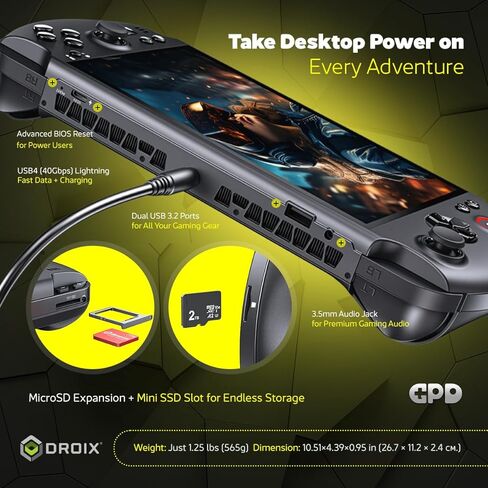 كمبيوتر الألعاب المحمول GPD Win 5 | ايه ام دي رايزن ايه اي ماكس+ رايزن 395 | ذاكرة وصول عشوائي LPDDR5X سعة 32 جيجابايت، ومحرك أقراص SSD سعة 2 تيرابايت | رسومات راديون 8060S | كمبيوتر محمول للألعاب والمحاكاة AAA in Kuwait