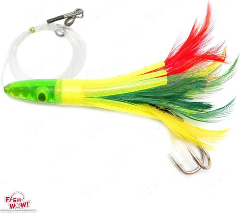 6" Fishing Tuna Feather Rig Trolling Bullet Jet Head Lure - Mexican Flag Green Yellow Red in Saudi Arabia