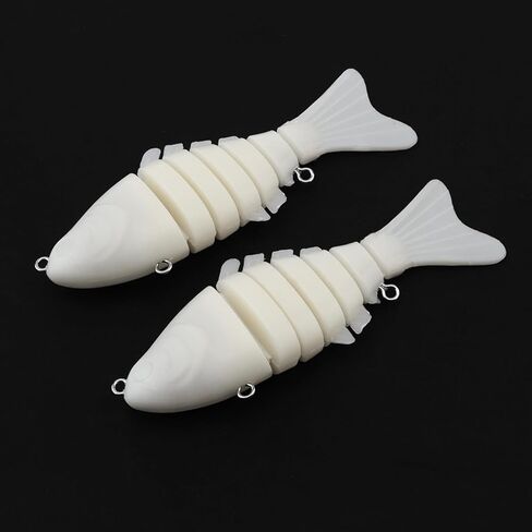 2pcs Multi Jointed Unpainted Fish Lure Swimbait Hard Bait, Slow Sinking Fishing Lures Bodies Set, Blanks Unpainted Crankbait DIY for Bass in Saudi Arabia