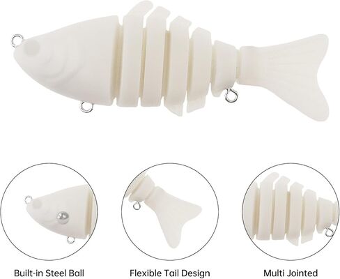 2pcs Multi Jointed Unpainted Fish Lure Swimbait Hard Bait, Slow Sinking Fishing Lures Bodies Set, Blanks Unpainted Crankbait DIY for Bass in Saudi Arabia