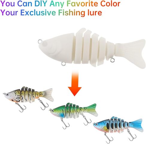 2pcs Multi Jointed Unpainted Fish Lure Swimbait Hard Bait, Slow Sinking Fishing Lures Bodies Set, Blanks Unpainted Crankbait DIY for Bass in Saudi Arabia